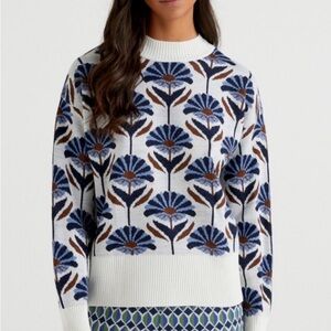 United Colors Of Benetton Blue Floral Crewneck Sweater